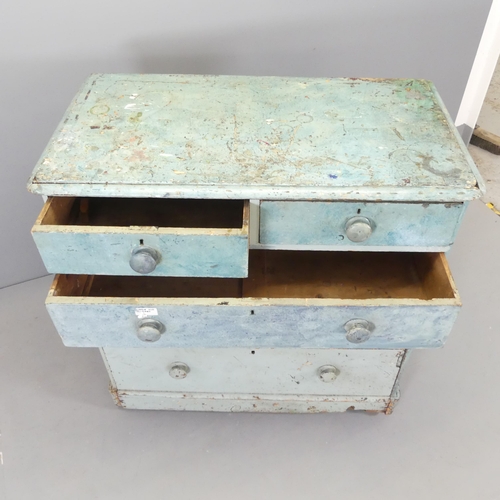 2583 - A painted Victorian chest of two short and three long drawers. 103x105x57cm. A/F.