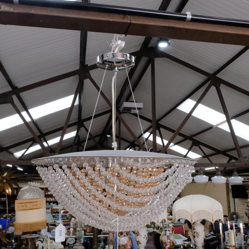 278 - A circular ceiling light fitting with chains of beads, diameter 43cm