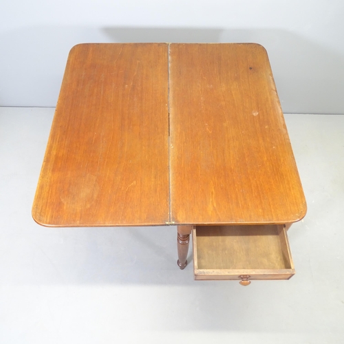 2631 - A Victorian mahogany fold over tea table with single drawer. 91x70x45, opening to 90cm.