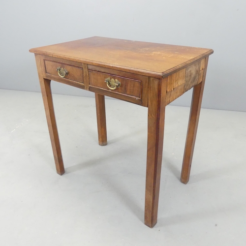 2594 - An antique mahogany side table, with two frieze drawers. 71x72x44cm. A/F.