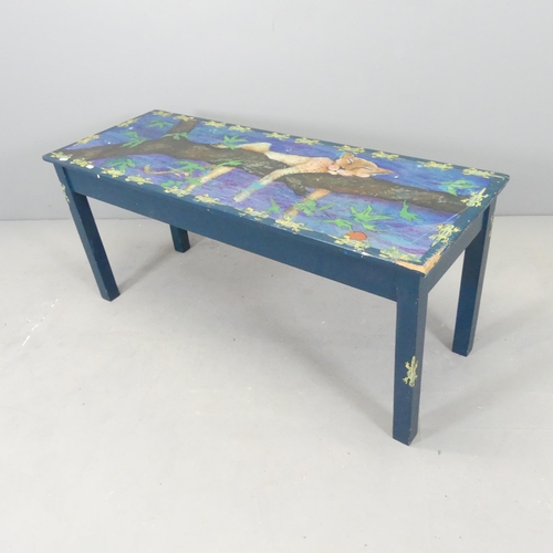 2612 - A folk-art painted coffee table. 122x54x46cm.