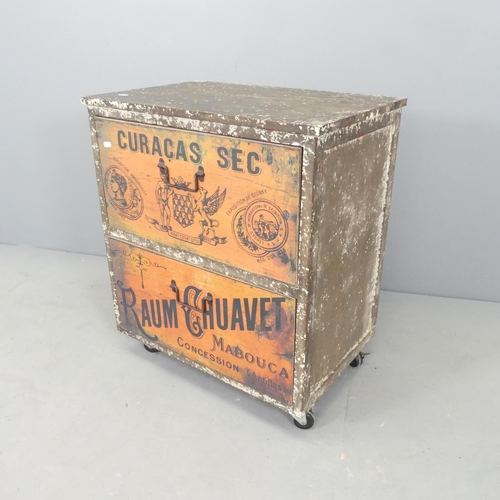 2613 - A vintage advertising tool chest on wheels. 63x73x41cm.