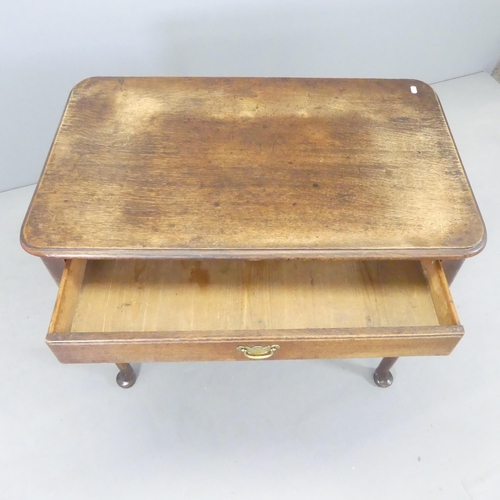 2623 - A 19th century oak side table, with single frieze drawer and raised on tapered legs with pad feet. 9... 