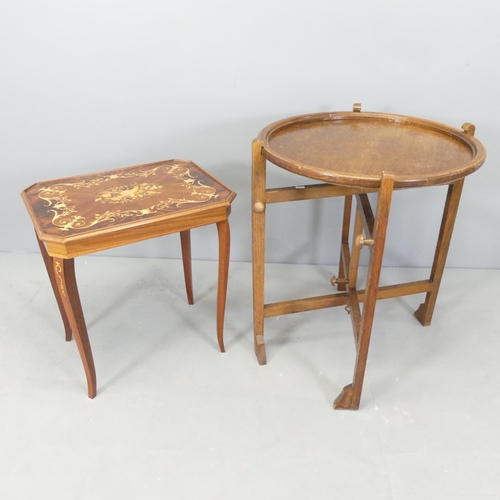 2637 - A Revertable folding card table with reversible top and maker's label, 66x72cm, and an Italianate si... 