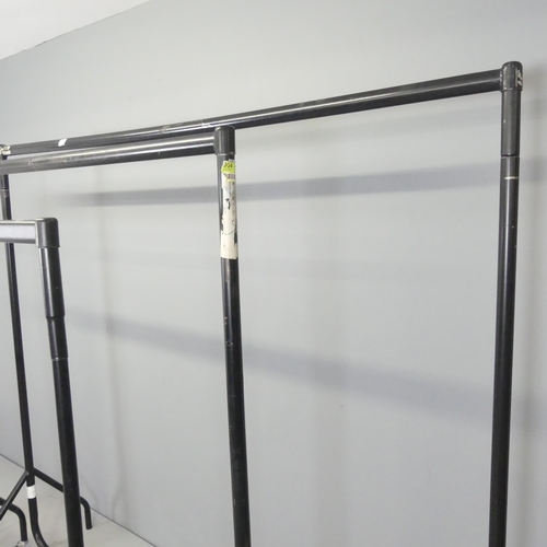 2639 - Three similar shop display clothes rails. Tallest 183x165x50cm.