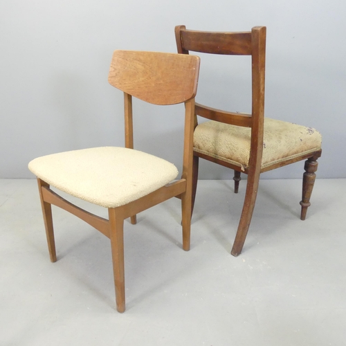 2643 - An Art Deco bentwood low chair, a pair of mid-century teak dining chairs, a set of four mahogany din... 