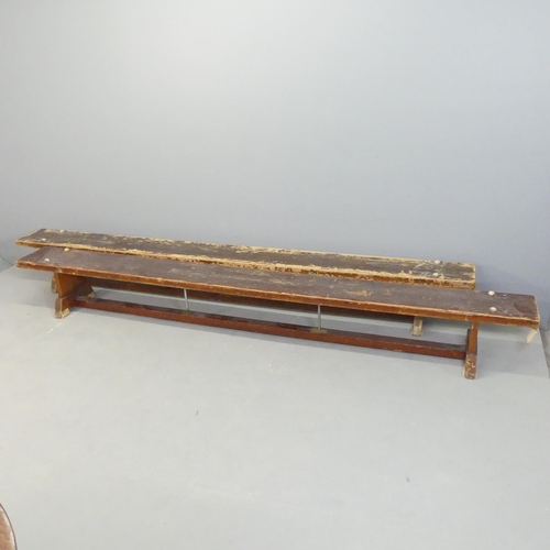 2650 - A pair of vintage school gymnasium benches, 267cmx31x26cm