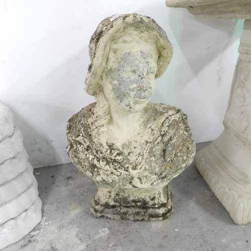 2667 - A weathered concrete bust. 45cm.