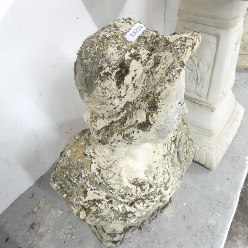 2667 - A weathered concrete bust. 45cm.