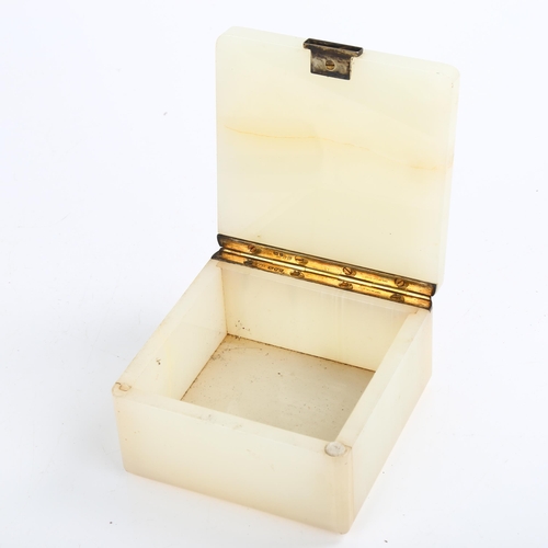 404 - A George VI silver-gilt mounted white onyx table box, Henry Griffith & Sons Ltd, London 1947, 9.5 x ... 