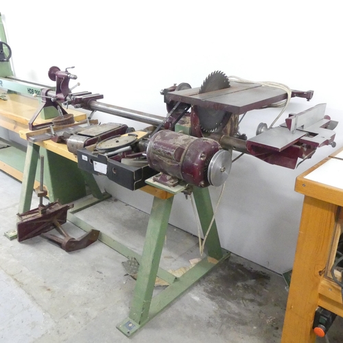 2700 - A combination woodturning lathe with circular saw and other attachments, with a Gryphon B.S.2048 mot... 