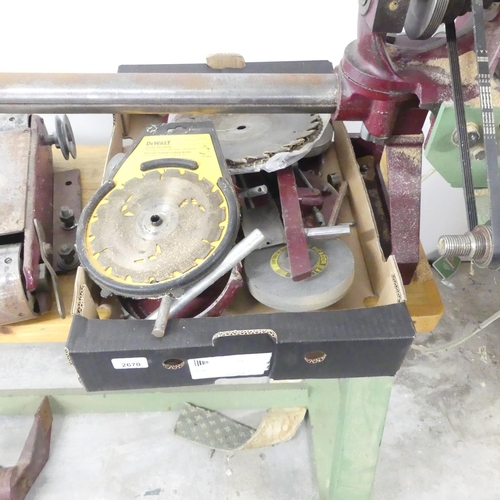 2700 - A combination woodturning lathe with circular saw and other attachments, with a Gryphon B.S.2048 mot... 