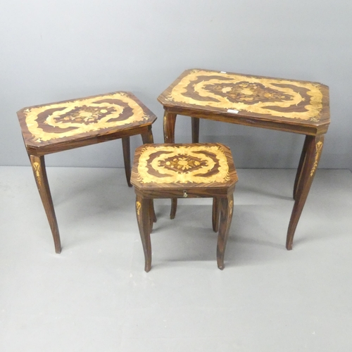 2714 - A nest of three Italianate design occasional table, smallest having a musical movement. Largest 65x6... 