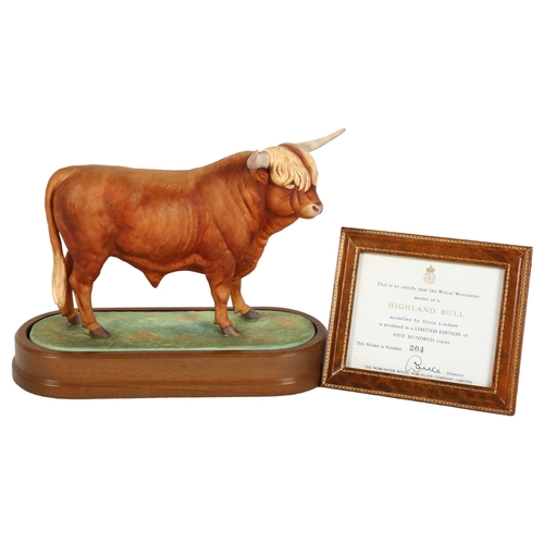 100 - A limited edition Royal Worcester model of a Highland Bull, modelled by Doris Lindner, model no. 204... 