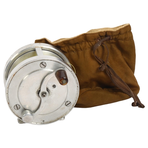 120 - A cast Multiplier fishing reel, incised CH