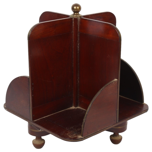 14 - A 19th century mahogany and brass-bound table-top revolving bookstand of small size, W15cm, H31cm