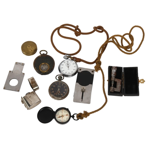 153 - A collection of Vintage and other compasses, pocket watch etc