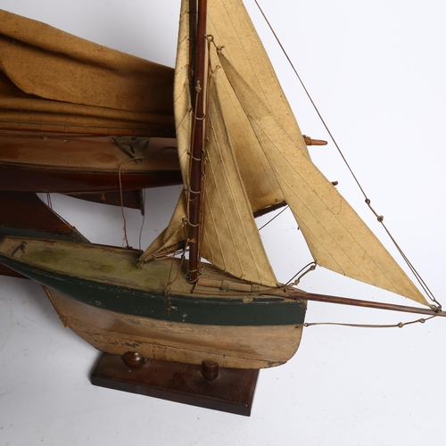 182 - An early 20th century scratch-built pond yacht, with lead applied to the keel, boat length 60cm, and... 