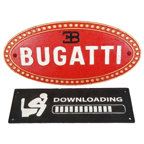 199 - A cast-iron sign for Bugatti and another (2)