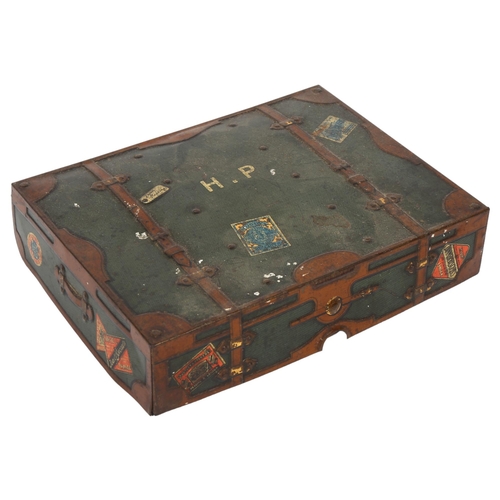 2 - An early 20th century Huntley & Palmer's biscuit tin, in the form of a suit case, with painted label... 