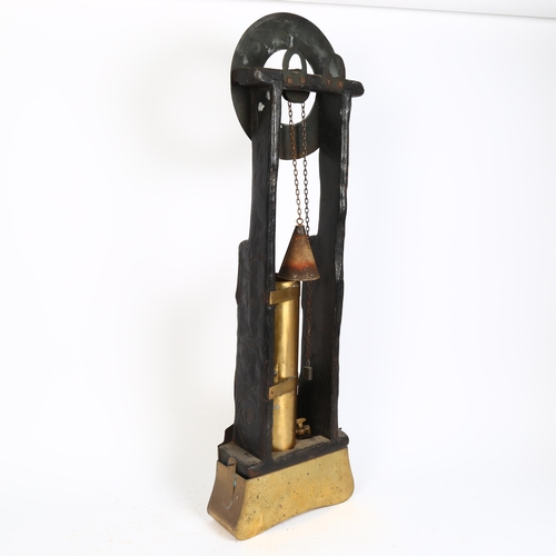 207 - A Vintage brass-bound water clock, with script Tyme is short Henry Saunders London