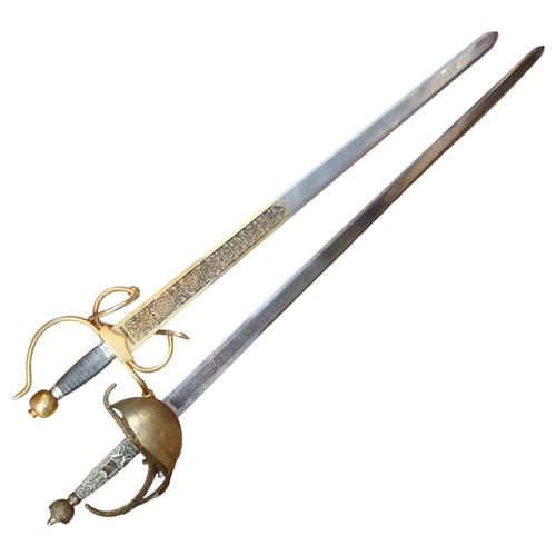 216 - 2 Spanish Toledo swords, longest 105cm