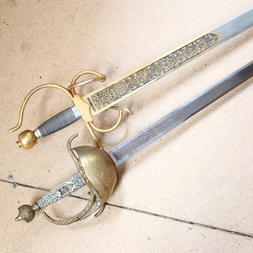 216 - 2 Spanish Toledo swords, longest 105cm