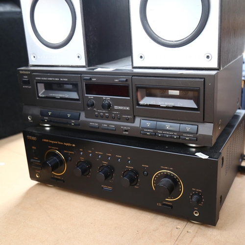 233 - Technics, a stereo double cassette deck, model RS-TR212, Teac, an A-R600 integrated stereo amplifier... 