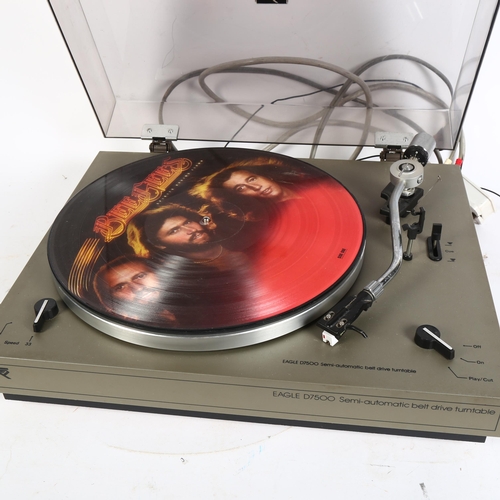 250 - An Eagle D750 semi-automatic belt drive turntable, including Bee Gees picture vinyl Spirits Having F... 