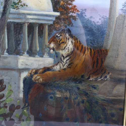 294 - Robert Armitage Sterndale (1839 - 1902), an oil on canvas, depicting a Bengal tiger feasting on a re... 