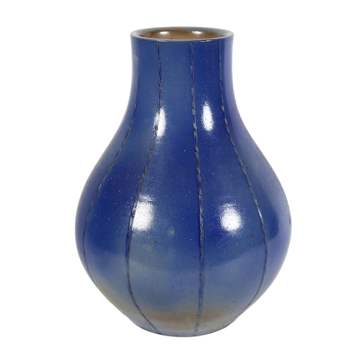 329 - WIM MUHLENDYK (1905 - 1986), large Westerwald salt glazed stoneware vase of baluster form, signed to... 