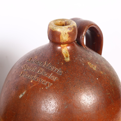 34 - 19th century stoneware flagon named to James Morris Spirit Dealer Llandovery, H30cm, and a Victorian... 