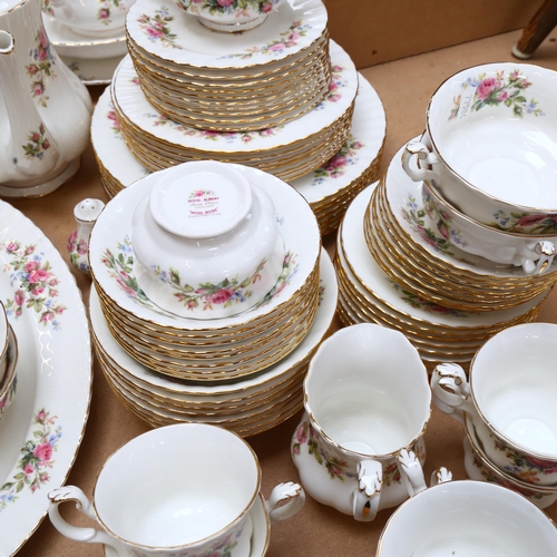 357 - A Royal Albert Moss Rose dinner service for 8 people, matching tea set, including teapot and coffee ... 