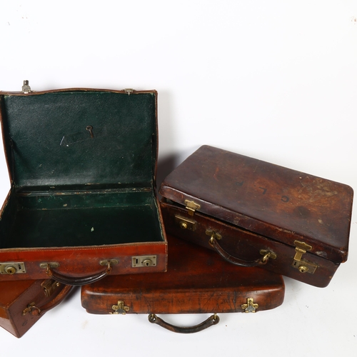 36 - 2 Victorian leather cases with brass locks, 1 with patent number and named with the initials CLP, a ... 