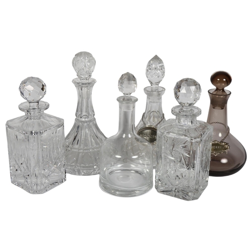 363 - Various cut-glass and other decanters and stoppers, tallest 28cm (6)