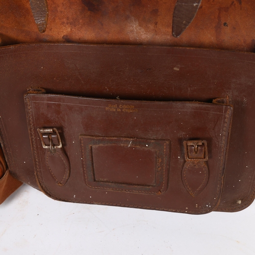 37 - Parsons, a Vintage brown leather shoulder bag, an early 20th century brown cowhide satchel, and 2 le... 