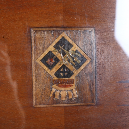 375 - A Vintage tea tray with brass and rope twist turned wood handles, brass plaque inscribed HM Dockyard... 