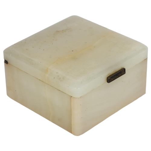 404 - A George VI silver-gilt mounted white onyx table box, Henry Griffith & Sons Ltd, London 1947, 9.5 x ... 