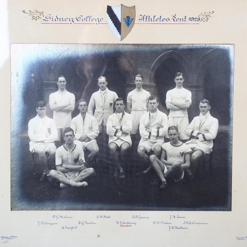 65 - An early black and white photograph, depicting Sydney College athletes, 1928, framed, and a framed p... 