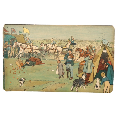 66 - Cecil Aldin, 2 humorous coloured prints on board, the Blue Market Races, and another, 38cm x 61cm