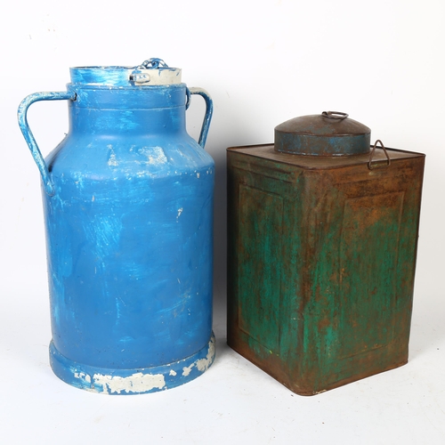 73 - A Vintage shop display tin with frosted glass panel, a Vintage  Co-Op milk churn (2)