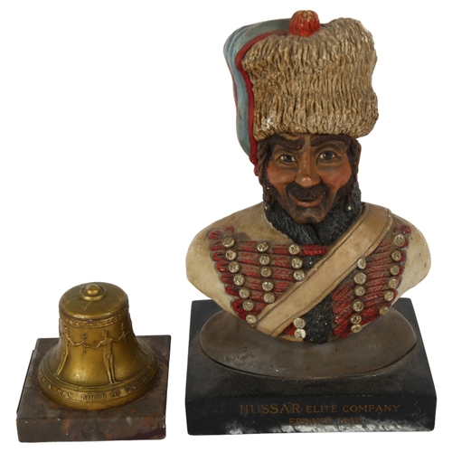 743 - 1951 Berlin Olympics swimming prize, and a bust of a French Hussar, H22cm