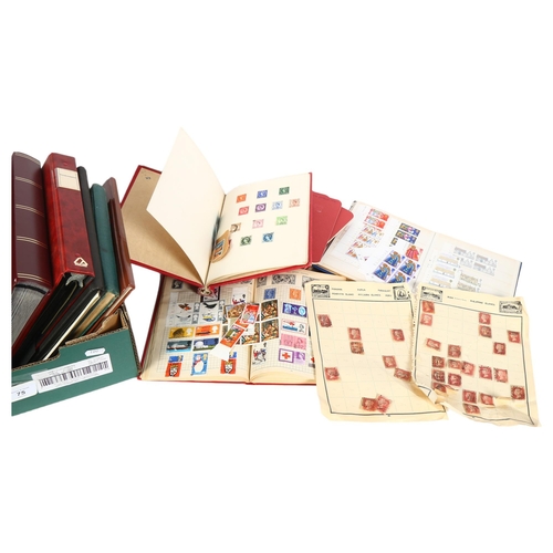 75 - Various stamp albums, stock books, etc (boxful)