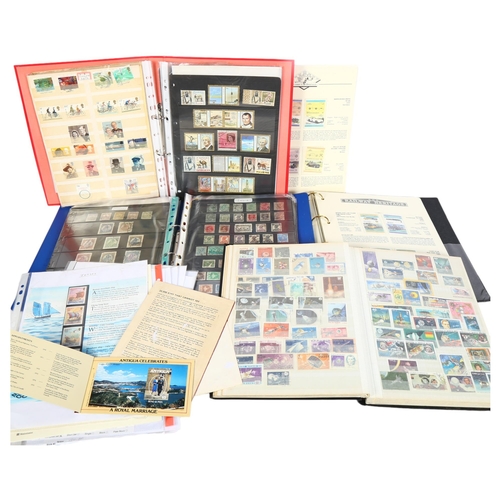 79 - Various stamp albums, including First Day Covers depicting trains, worldwide stock books etc