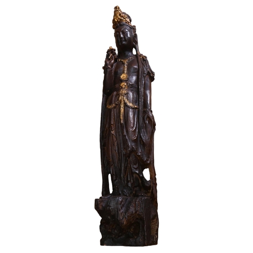 794 - A painted plaster/composite floor standing figure of Guanyin, H104cm