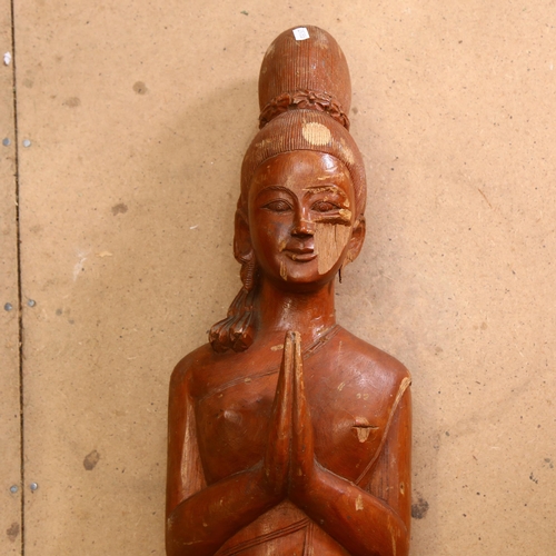 795 - A carved hardwood Sawasdee figure, H130cm