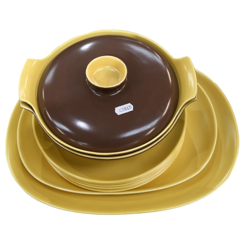 797 - A Poole yellow and brown two-tone part dinner service