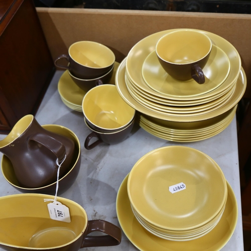 797 - A Poole yellow and brown two-tone part dinner service