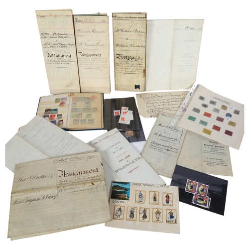 80 - A collection of various Deeds and Indentures, various stamps including Venetia, One Pound Nigeria, G... 