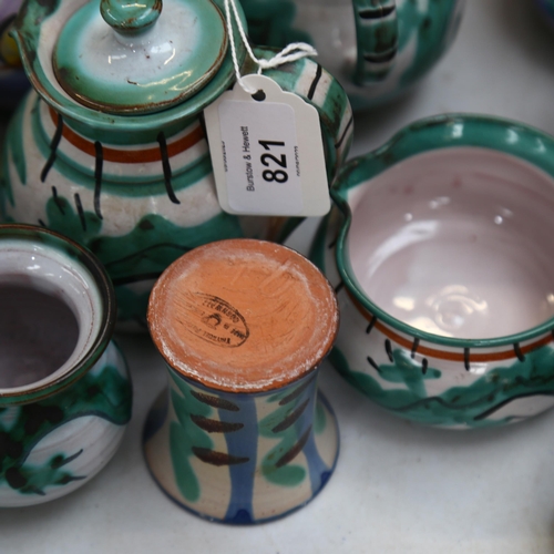 821 - A group of Tintagel and Honiton pottery jugs etc, tallest 12.5cm